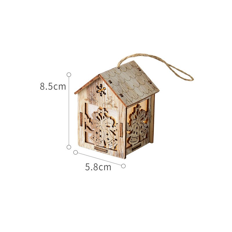 Merry Christmas LED Light Wooden House Luminous Cabin Christmas Decorations for Home DIY Xmas Tree Ornaments Kids Gifts New Year acacuss