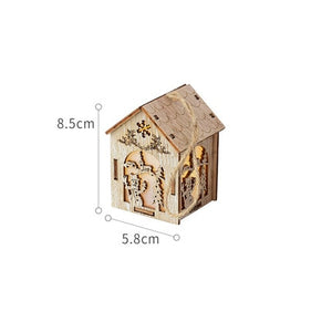Merry Christmas LED Light Wooden House Luminous Cabin Christmas Decorations for Home DIY Xmas Tree Ornaments Kids Gifts New Year acacuss