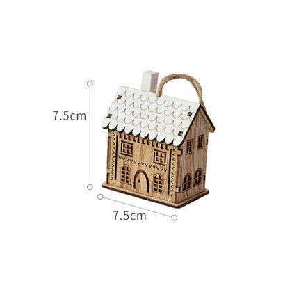 Merry Christmas LED Light Wooden House Luminous Cabin Christmas Decorations for Home DIY Xmas Tree Ornaments Kids Gifts New Year acacuss