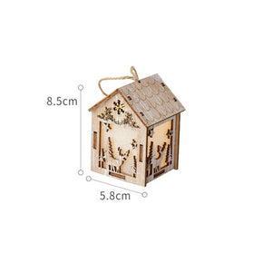 Merry Christmas LED Light Wooden House Luminous Cabin Christmas Decorations for Home DIY Xmas Tree Ornaments Kids Gifts New Year acacuss