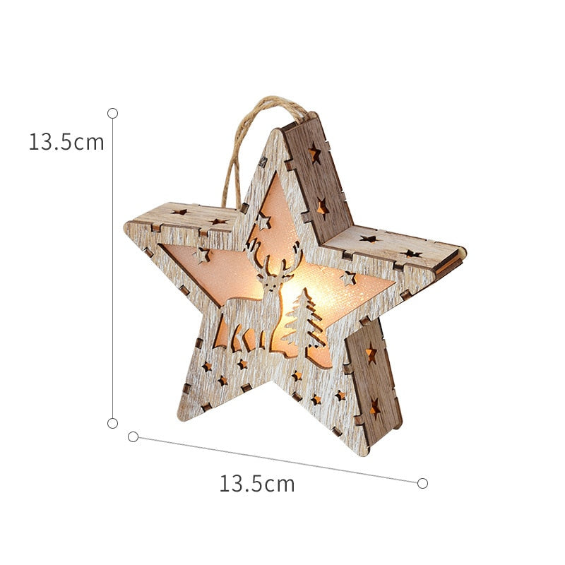Merry Christmas LED Light Wooden House Luminous Cabin Christmas Decorations for Home DIY Xmas Tree Ornaments Kids Gifts New Year acacuss