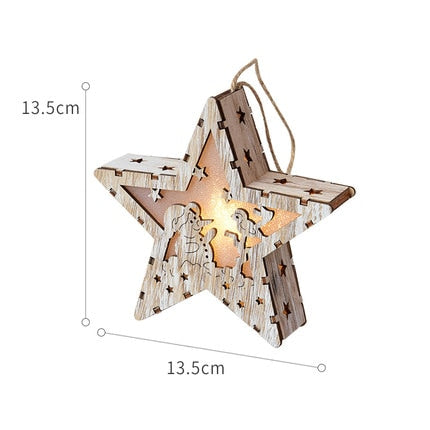 Merry Christmas LED Light Wooden House Luminous Cabin Christmas Decorations for Home DIY Xmas Tree Ornaments Kids Gifts New Year acacuss