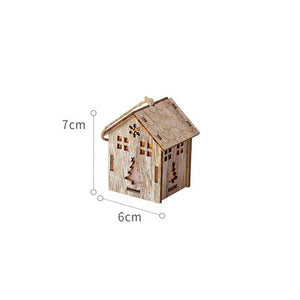 Merry Christmas LED Light Wooden House Luminous Cabin Christmas Decorations for Home DIY Xmas Tree Ornaments Kids Gifts New Year acacuss