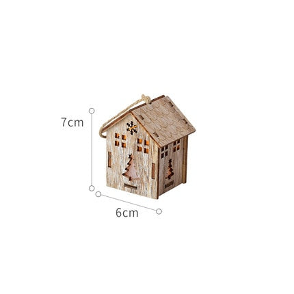 Merry Christmas LED Light Wooden House Luminous Cabin Christmas Decorations for Home DIY Xmas Tree Ornaments Kids Gifts New Year acacuss