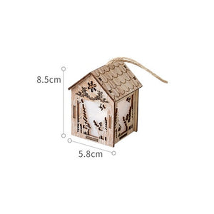 Merry Christmas LED Light Wooden House Luminous Cabin Christmas Decorations for Home DIY Xmas Tree Ornaments Kids Gifts New Year acacuss