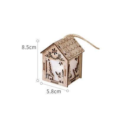 Merry Christmas LED Light Wooden House Luminous Cabin Christmas Decorations for Home DIY Xmas Tree Ornaments Kids Gifts New Year acacuss