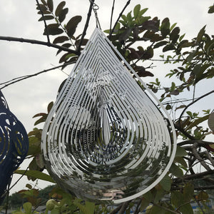 Metal 3D Wind Spinner Chimes Bedroom Indoor Room Outdoor Decor Heart Square Drop Shape Carving Craft Metal 3D Rotating Windchime acacuss