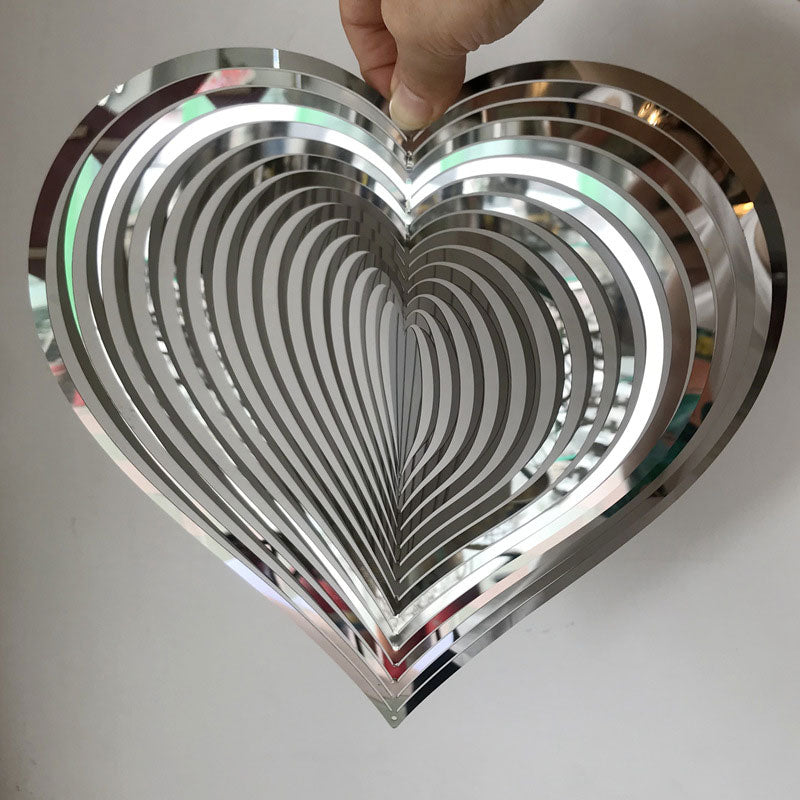 Metal 3D Wind Spinner Chimes Bedroom Indoor Room Outdoor Decor Heart Square Drop Shape Carving Craft Metal 3D Rotating Windchime acacuss
