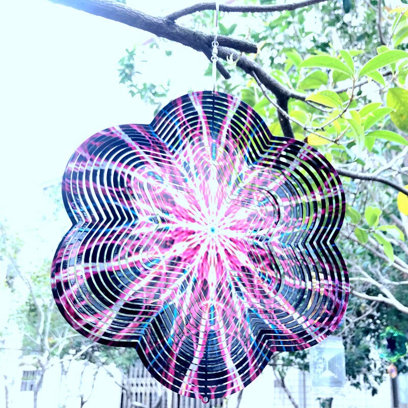 Metal 3D Wind Spinner Chimes Bedroom Indoor Room Outdoor Decor Heart Square Drop Shape Carving Craft Metal 3D Rotating Windchime acacuss