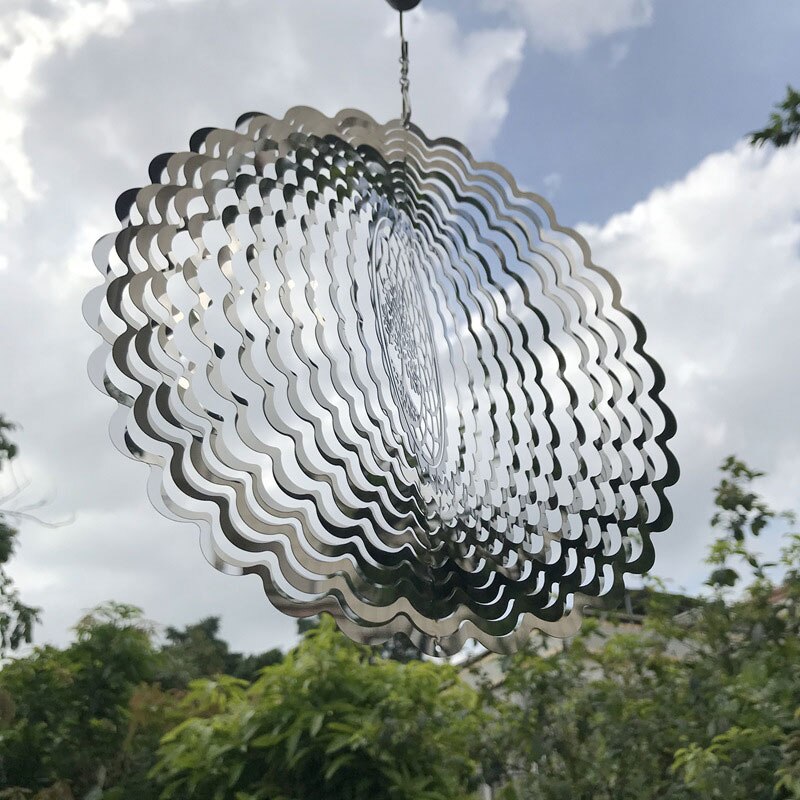 Metal 3D Wind Spinner Chimes Bedroom Indoor Room Outdoor Decor Heart Square Drop Shape Carving Craft Metal 3D Rotating Windchime acacuss