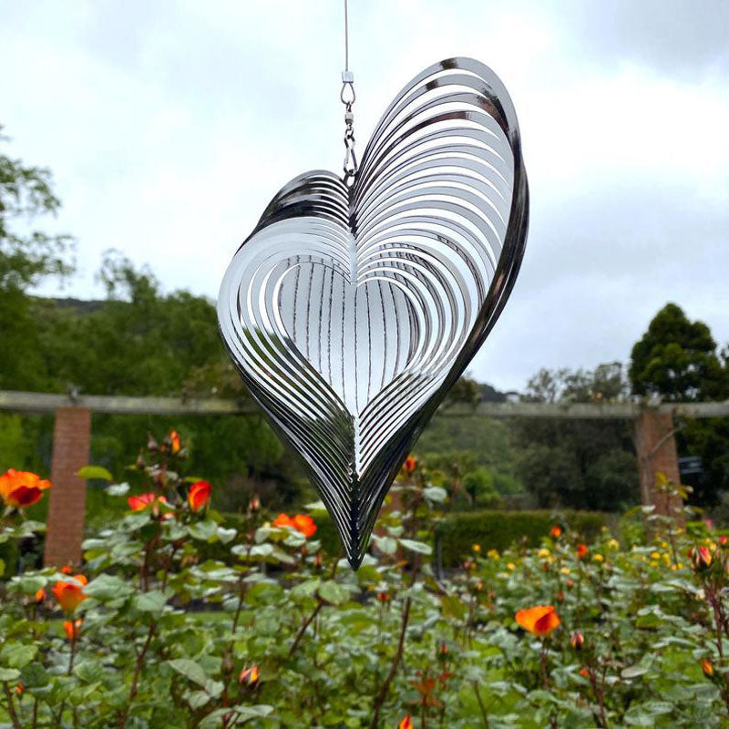 Metal 3D Wind Spinner Chimes Bedroom Indoor Room Outdoor Decor Heart Square Drop Shape Carving Craft Metal 3D Rotating Windchime acacuss