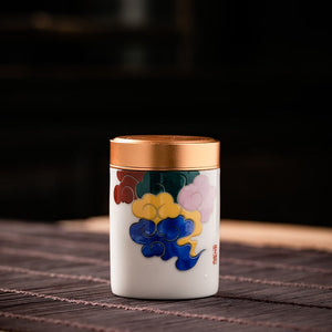 Metal Ceramics Double Layer Tea Caddy Moisture-proof Sealed Tank Portable Small Tea Box Tea Container Home Food Storage Tank