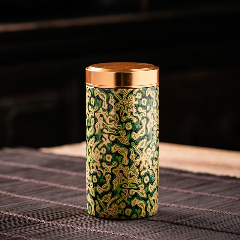 Metal Ceramics Double Layer Tea Caddy Moisture-proof Sealed Tank Portable Small Tea Box Tea Container Home Food Storage Tank acacuss