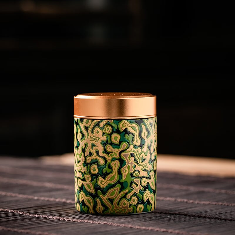 Metal Ceramics Double Layer Tea Caddy Moisture-proof Sealed Tank Portable Small Tea Box Tea Container Home Food Storage Tank acacuss