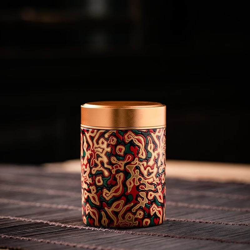 Metal Ceramics Double Layer Tea Caddy Moisture-proof Sealed Tank Portable Small Tea Box Tea Container Home Food Storage Tank acacuss