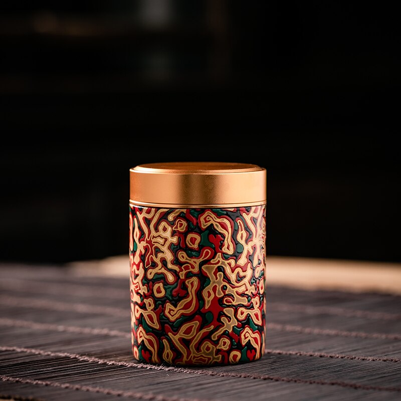 Metal Ceramics Double Layer Tea Caddy Moisture-proof Sealed Tank Portable Small Tea Box Tea Container Home Food Storage Tank acacuss