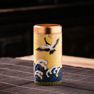 Metal Ceramics Double Layer Tea Caddy Moisture-proof Sealed Tank Portable Small Tea Box Tea Container Home Food Storage Tank acacuss