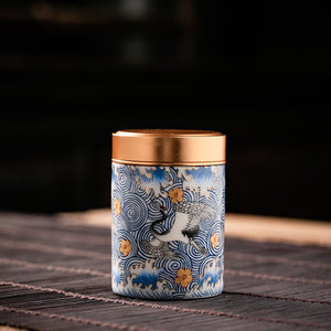 Metal Ceramics Double Layer Tea Caddy Moisture-proof Sealed Tank Portable Small Tea Box Tea Container Home Food Storage Tank acacuss