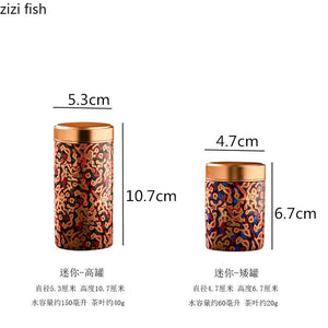Metal Ceramics Double Layer Tea Caddy Moisture-proof Sealed Tank Portable Small Tea Box Tea Container Home Food Storage Tank acacuss