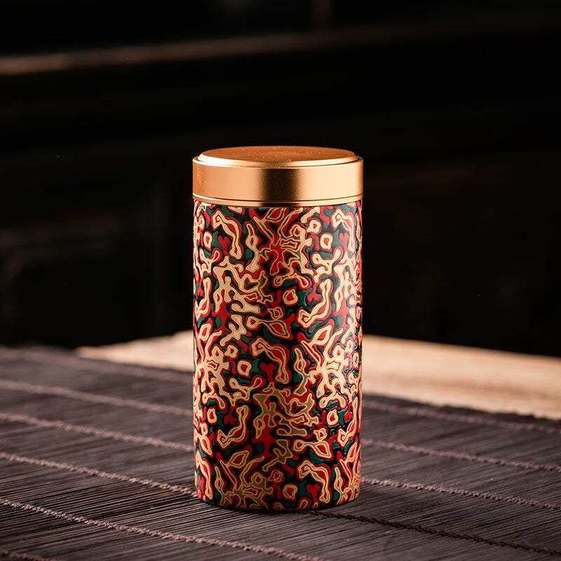 Metal Ceramics Double Layer Tea Caddy Moisture-proof Sealed Tank Portable Small Tea Box Tea Container Home Food Storage Tank acacuss