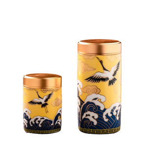 Metal Ceramics Double Layer Tea Caddy Moisture-proof Sealed Tank Portable Small Tea Box Tea Container Home Food Storage Tank acacuss