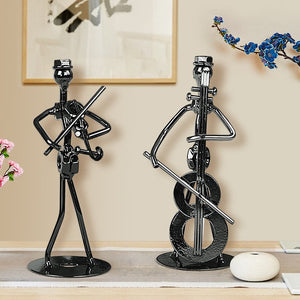 Metal Musician Guitar Player Statue Musical Instrument Little Iron Art Collectible Figurine Home Cafe Office Book Shelf Decorate acacuss