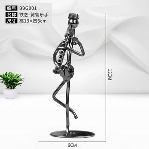 Metal Musician Guitar Player Statue Musical Instrument Little Iron Art Collectible Figurine Home Cafe Office Book Shelf Decorate acacuss