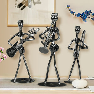 Metal Musician Guitar Player Statue Musical Instrument Little Iron Art Collectible Figurine Home Cafe Office Book Shelf Decorate acacuss