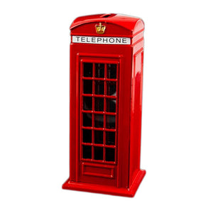 Metal Red British English London Telephone Booth Bank Coin Bank Saving Pot Piggy Bank Red Phone Booth Box 140X60X60Mm acacuss