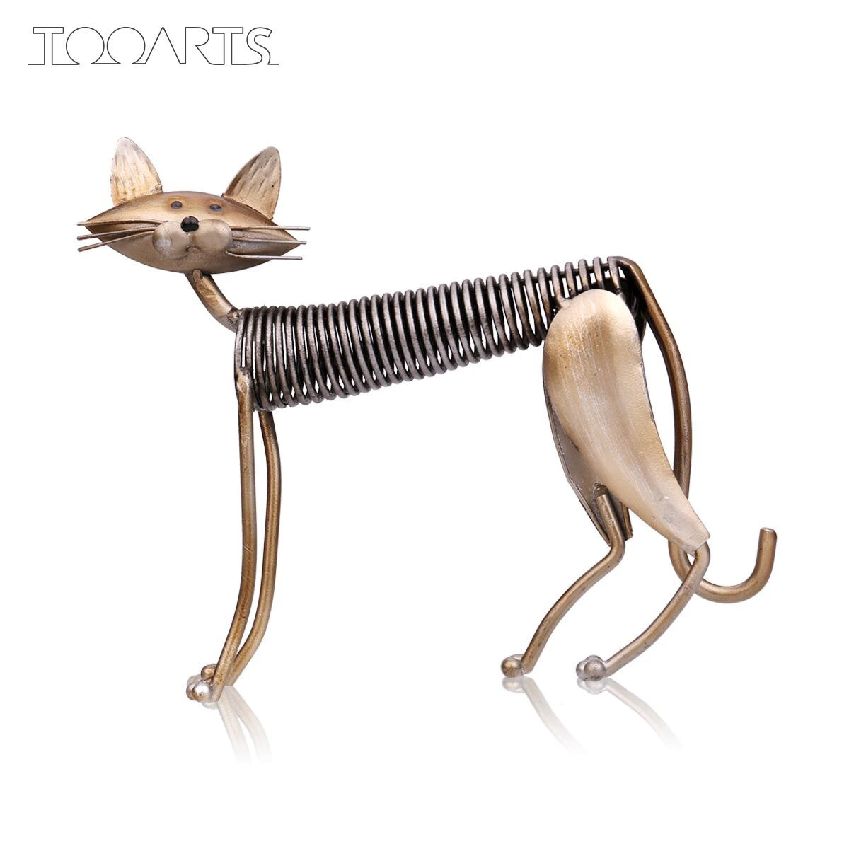 Metal Sculpture Iron Art Cat Handmade Crafts for Office Desk Home Decoration Furnishing Ornaments Statues Gifts acacuss