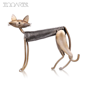 Metal Sculpture Iron Art Cat Handmade Crafts for Office Desk Home Decoration Furnishing Ornaments Statues Gifts acacuss