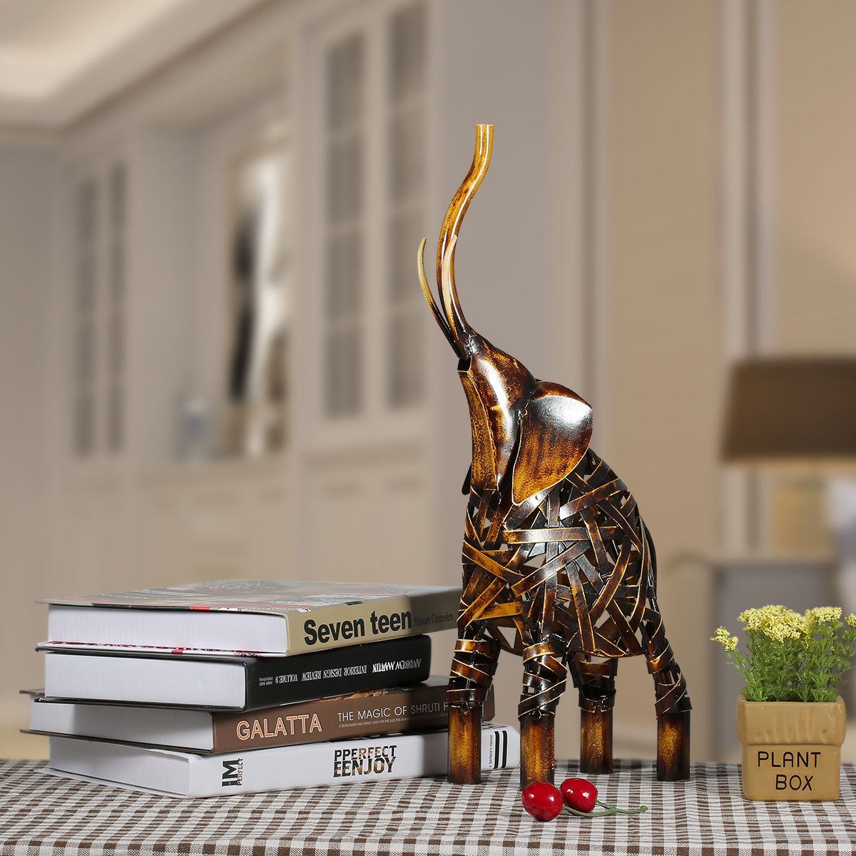 Metal Weaving Elephant Artwork Handmade Iron Elephant Sculpture Home Decoration Crafts Animal Sculpture Decorative Handwork acacuss