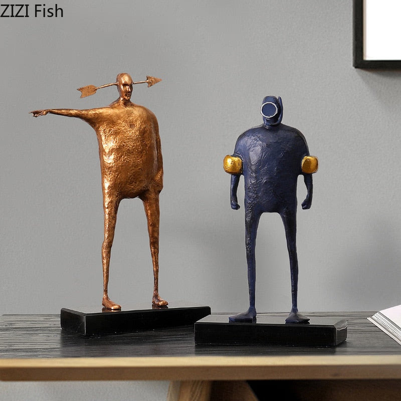 Metal figure ornaments Tabletop statue furnishings Home living room decoration accessories Sculpture Figurines Statuette gift acacuss