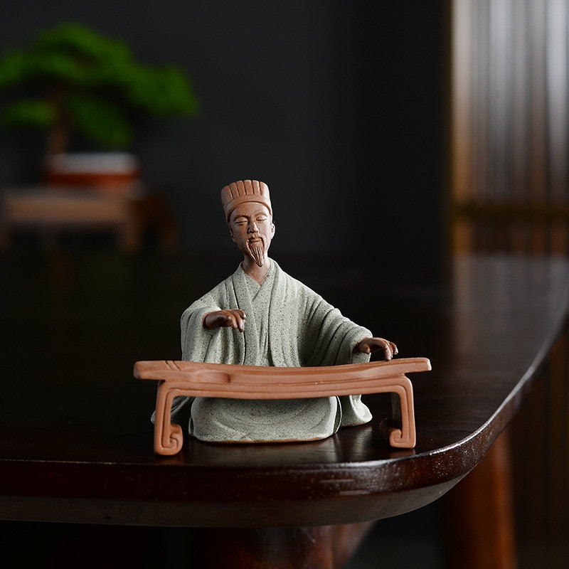 Micro Landscape Decoration Chinese Zen Historical Figures Poetry and Painting Ceramic Garden Pot Bonsai Gardening Accessories acacuss