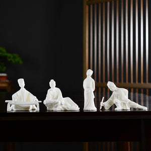Micro Landscape Decoration Chinese Zen Historical Figures Poetry and Painting Ceramic Garden Pot Bonsai Gardening Accessories acacuss