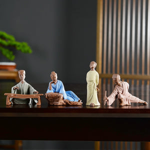 Micro Landscape Decoration Chinese Zen Historical Figures Poetry and Painting Ceramic Garden Pot Bonsai Gardening Accessories acacuss