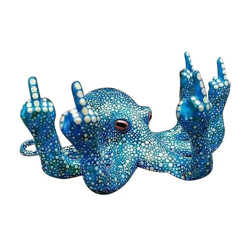 Middle Finger Octopus Statue Resin Ornament for Garden Indoor Outdoor Garden Home Decor Luminous Statue Gesture Sculpture 2023 acacuss