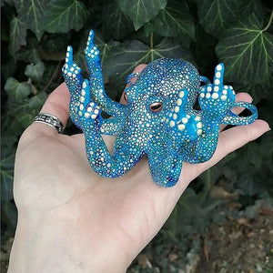 Middle Finger Octopus Statue Resin Ornament for Garden Indoor Outdoor Garden Home Decor Luminous Statue Gesture Sculpture 2023 acacuss
