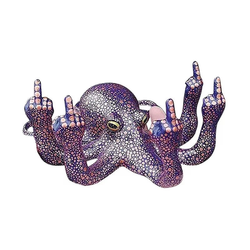 Middle Finger Octopus Statue Resin Ornament for Garden Indoor Outdoor Garden Home Decor Luminous Statue Gesture Sculpture 2023 acacuss