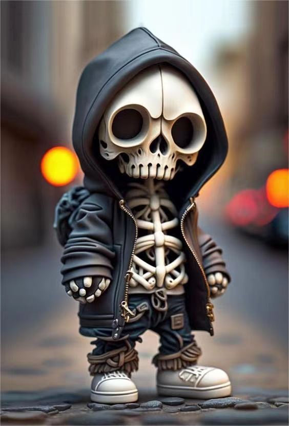 Mini Mechanical Reaper Skeleton Statue And Figurines Halloween Skeleton Doll Resin Ornament Desktop Car Room Decoration acacuss