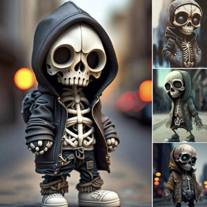Mini Mechanical Reaper Skeleton Statue And Figurines Halloween Skeleton Doll Resin Ornament Desktop Car Room Decoration acacuss