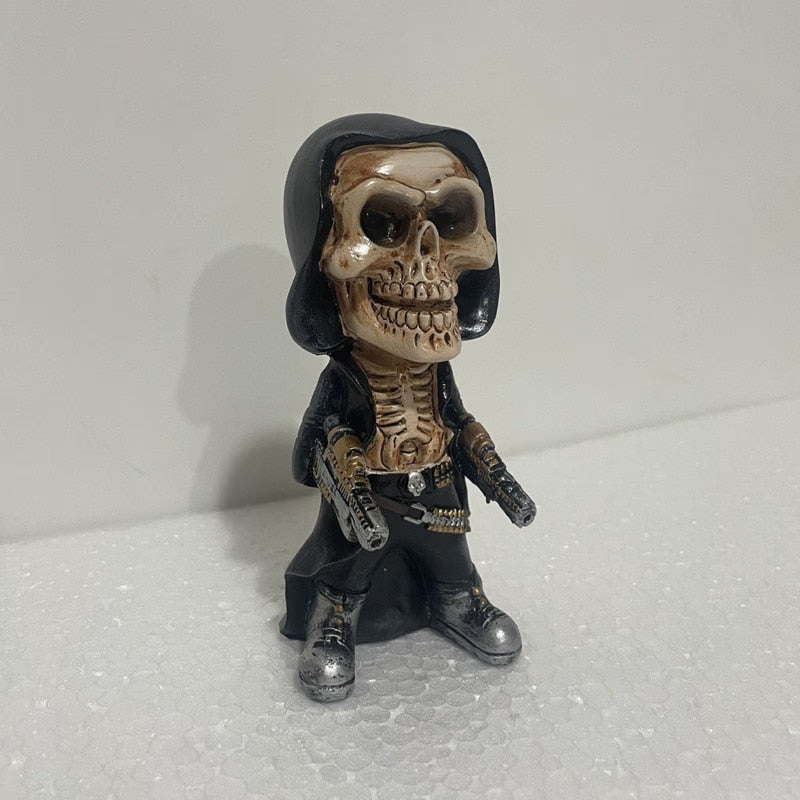 Mini Mechanical Reaper Skeleton Statue And Figurines Halloween Skeleton Doll Resin Ornament Desktop Car Room Decoration acacuss