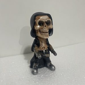 Mini Mechanical Reaper Skeleton Statue And Figurines Halloween Skeleton Doll Resin Ornament Desktop Car Room Decoration acacuss