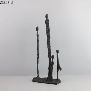 Minimalist Abstract Figures Sculpture Black Cast Iron Ornaments Desk Decoration Metal Character Statue Crafts Modern Home Decor acacuss