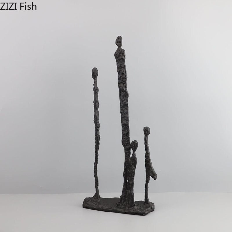 Minimalist Abstract Figures Sculpture Black Cast Iron Ornaments Desk Decoration Metal Character Statue Crafts Modern Home Decor acacuss