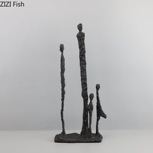 Minimalist Abstract Figures Sculpture Black Cast Iron Ornaments Desk Decoration Metal Character Statue Crafts Modern Home Decor acacuss
