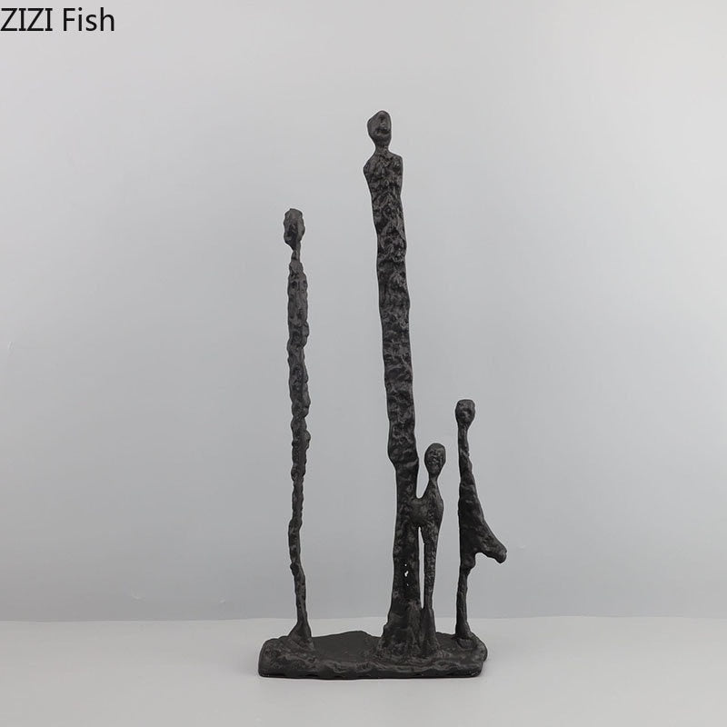 Minimalist Abstract Figures Sculpture Black Cast Iron Ornaments Desk Decoration Metal Character Statue Crafts Modern Home Decor acacuss