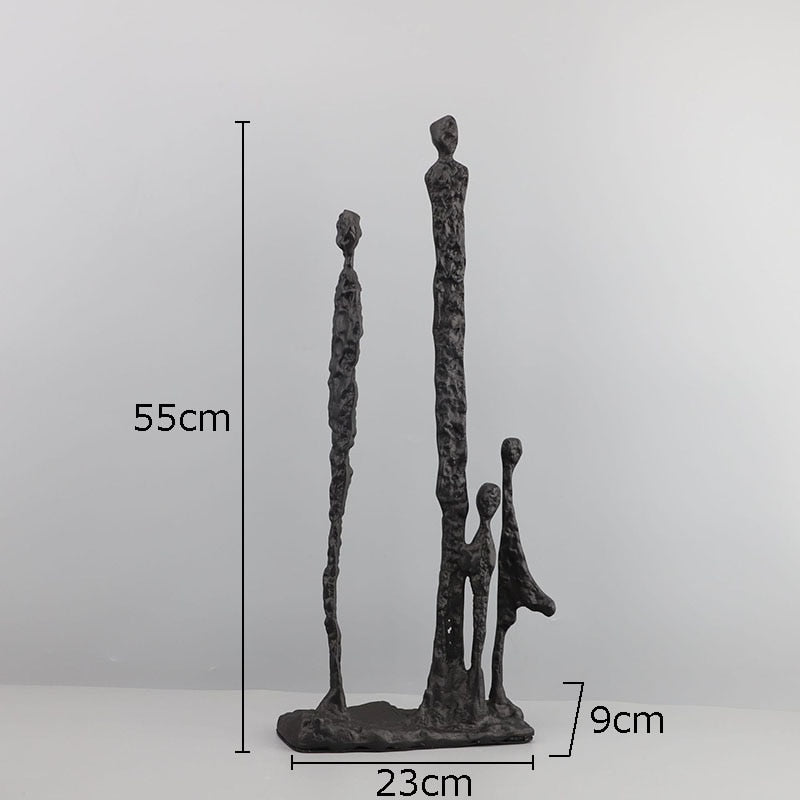 Minimalist Abstract Figures Sculpture Black Cast Iron Ornaments Desk Decoration Metal Character Statue Crafts Modern Home Decor acacuss