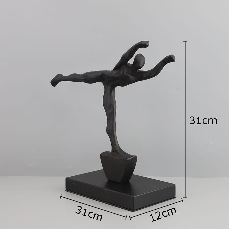 Minimalist Abstract Figures Sculpture Black Cast Iron Ornaments Desk Decoration Metal Character Statue Crafts Modern Home Decor acacuss