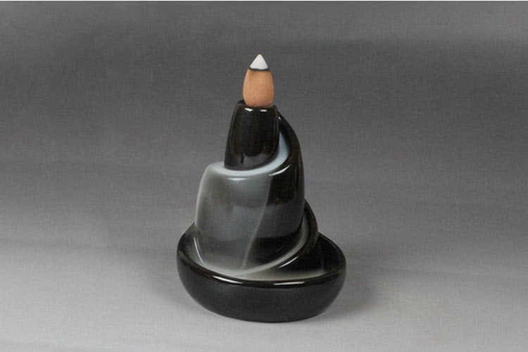 Minimalist Ceramic Incense burner waterfall Sandalwood Smoke - acacuss